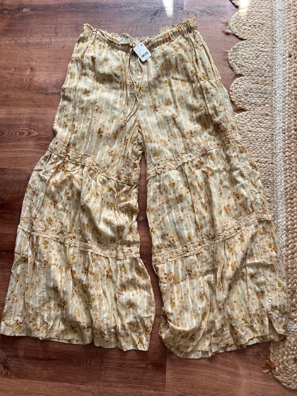 Free People Emmaline Tiered Pull On Pants Size XL NWT RT $148 Tea Combo